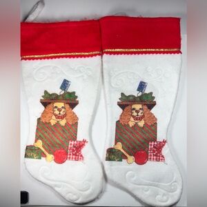 2 Vintage Rauch "Puppy Love" Spaniel 16" Felt Christmas Stockings Great Cond!